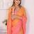 Orange linen printed saree with blouse
