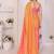 Orange linen printed saree with blouse