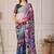 Multicolor pure georgette printed saree with blouse