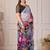 Multicolor pure georgette printed saree with blouse