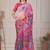 Pink pure georgette printed saree with blouse