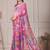 Pink pure georgette printed saree with blouse