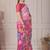 Pink pure georgette printed saree with blouse