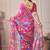 Pink pure georgette printed saree with blouse