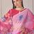 Pink pure georgette printed saree with blouse