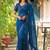 Blue pure georgette printed saree with blouse