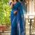 Blue pure georgette printed saree with blouse