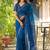 Blue pure georgette printed saree with blouse