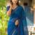 Blue pure georgette printed saree with blouse