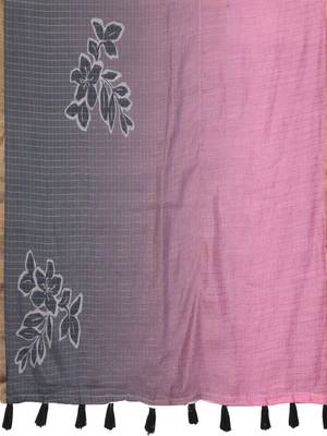 Multicolor linen solid saree with blouse 4
