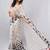 Off white linen printed saree with blouse