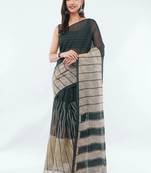 Black linen striped saree with blouse