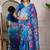 Blue pure georgette printed saree with blouse