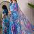 Blue pure georgette printed saree with blouse