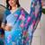 Blue pure georgette printed saree with blouse