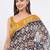 Black linen printed saree with blouse