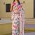 White chiffon printed saree with blouse