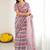 Grey pure georgette printed saree with blouse