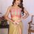 Multicolor linen striped saree with blouse