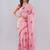 Pink linen printed saree with blouse