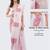Pink linen printed saree with blouse