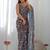 Teal pure georgette printed saree with blouse