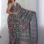 Teal pure georgette printed saree with blouse