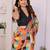 Orange linen printed saree with blouse