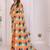 Orange linen printed saree with blouse