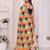 Orange linen printed saree with blouse