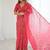 Red pure georgette printed saree with blouse