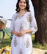 Women Floral Printed Regular Pure Cotton Kurta with Trousers