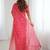 Red pure georgette printed saree with blouse