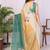 Green linen solid saree with blouse