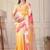 White pure georgette printed saree with blouse