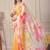 White pure georgette printed saree with blouse