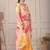 White pure georgette printed saree with blouse