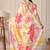 White pure georgette printed saree with blouse