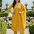 Yellow Embroidered Straight Kurta Trousers Dupatta Set
