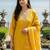 Yellow Embroidered Straight Kurta Trousers Dupatta Set