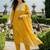 Yellow Embroidered Straight Kurta Trousers Dupatta Set