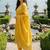 Yellow Embroidered Straight Kurta Trousers Dupatta Set