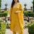 Yellow Embroidered Straight Kurta Trousers Dupatta Set
