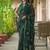 Green pure georgette printed saree with blouse