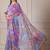 Purple pure georgette printed saree with blouse