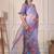 Purple pure georgette printed saree with blouse