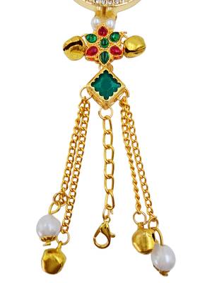 multicolor  color women gold-toned kashmiri pearl & stone-studded ethnic wrist watch 3