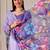 Purple pure georgette printed saree with blouse