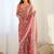 Peach pure georgette printed saree with blouse