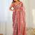 Peach pure georgette printed saree with blouse